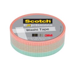 Scotch® Expressions Washi Tape C314-P65, .59 in x 393 in (15 mm x 10 m) Pastel Tile