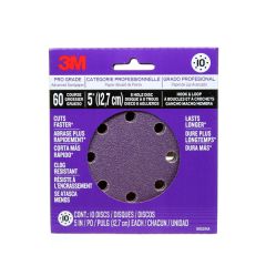 3M™ Pro Grade Sanding Discs, 88521NA-9-B, 5 in X 8 Hole, 60 grit, 10/pack, 3 packs/inner, 3 inners/case