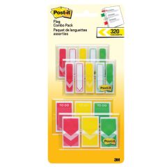 Post-it® Flags 682-RYG-VA Combo Pack, .47 in. x 1.7 in. flags and .94 in. x 1.7 in. flags