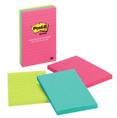 Post-it® Notes 660-3AN, 4 in x 6 in (101 mm x 152 mm) Cape Town Collection, Lined, 3 Pads/Pack