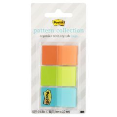 Post-it® Full Color Flags, Geos Pattern Collection, .94 in. x 1.7 in. 60/On-the-Go Dispenser, 1 Dispenser/Pack