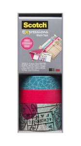 Scotch® Expressions Washi Tape C317-3PK-TRV Multi-Pack w/storage box Cracked, Neon Pink, Travel