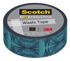 Scotch® Expressions Washi Tape C314-P83, .59 in x 393 in (15 mm x 10 m), Blue Illusion