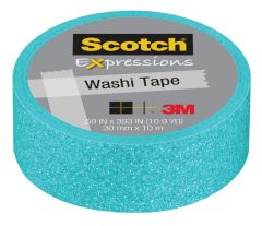 Scotch® Expressions Glitter Tape C514-BLU3, .59 in x 196 in (15 mm x 5 m), Pastel Blue Glitter