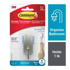 Command™ Bath Small Hook, Satin Nickel, BATH33-SN-ES
