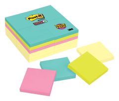 Post-it® Super Sticky Notes 654-24SSCYM, 3 in x 3 in (76 mm x 76 mm), Miami Collection, 24 Pads/Pack, 90 Sheets/Pad