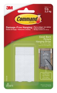 Command™ Easel Back Picture Hanging Strips, 17212-ES, Medium, 2 sets of Medium Strips and 2 spacers