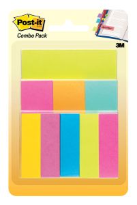 Post-it® Notes and Pagemarkers 670-Combo, Assorted Sizes & Colors, 1 pad 50 sheets 3 in x 4 in Notes, 3 pads 50 sheets 1 in x 3 in Pagemarkers, 5 pads 50 sheets 0.5 in x 2 in Pagemarkers