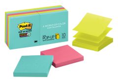 Post-it® Super Sticky Pop-up Notes R330-10SSMIA, 3 in x 3 in (76 mm x 76 mm), Miami collection, 10 Pads/Pack, 90 Sheets/Pad