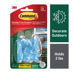 Command™ Outdoor Medium Clear Window Hooks with Clear Strips Value Pack 17091CLRAWVPES, 5 Hooks, 6 Strips