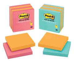 Post-it® Pop-up Notes 3301-5ALT-M, 3 in x 3 in (76 mm x 79 mm), 5 wrapped packs . Mixed case of 2