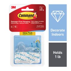Command™ Clear Small Hooks, Value Pack 6 hooks, 10 strips, 17092CLR-6ES
