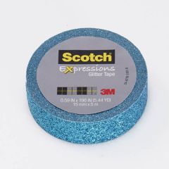 Scotch® Expressions Glitter Tape C514-BLU, .59 in x 196 in (15 mm x 5 m) Teal Blue Glitter
