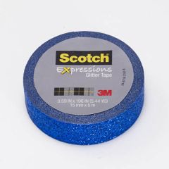 Scotch® Expressions Glitter Tape C514-BLU2, .59 in x 196 in (15 mm x 5 m) Dark Blue Glitter