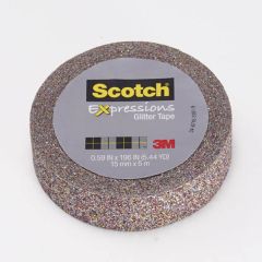 Scotch® Expressions Glitter Tape C514-MUL, .59 in x 196 in (15 mm x 5 m) Multi-Colored Glitter