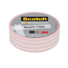 Scotch® Expressions Washi Tape C314-P67, .59 in x 393 in (15 mm x 10 m) Pastel Pink Stripe