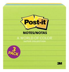 Post-it® Notes, 675-3AUL, 4 in x 4 in (101 mm x 101 mm) Jaipur colors. 3 pads, 200 sheets/pad