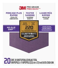 3M™ Pro Grade Precision™ Faster Sanding Sanding Sheets 220 grit Fine, 27220TRI-20, 9 in x 11 in, 20/pk