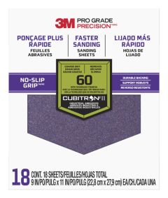 3M™ Pro Grade Precision™ Faster Sanding Sanding Sheets 60 grit Coarse, 27060TRI-18, 9 in x 11 in, 18/pk