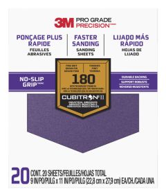 3M™ Pro Grade Precision™ Faster Sanding Sanding Sheets 180 grit Fine, 27180TRI-20, 9 in x 11 in, 20/pk