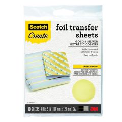 Scotch™ Create Craft Foil Transfer Sheets, FOIL10-CFT, 4 in x 5 in (101 mm x 127 mm), Gold and Silver