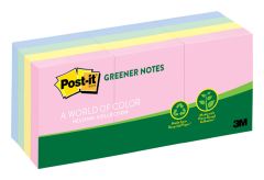 Post-it® Greener Notes 653-RP-A, 1-3/8 in x 1-7/8 in (34,9 mm x 47,6 mm) Helsinki Colors
