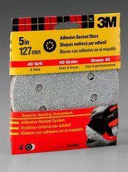 3M™ Adhesive Backed Discs 9322NA, 5 in, 8 Hole 4 pk Coarse 40 Grit
