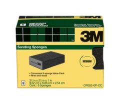 3M™ Sanding Sponge CP002-6P-CC, Medium, 3.75 in x 2.625 in x 1 in, 6pk