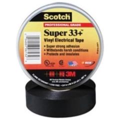 Scotch(R) Super 33+ Electrical Tape, 6132-BA-100, 3/4 in x 66 ft x 0.007 in (19 mm x 20,1 m x 0.177 mm), 100/case