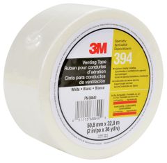 3M™ Vent Tape 394, White, 1 1/2 in x 36 yd, 4 mil, 24 rolls per case