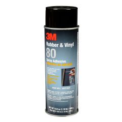3M™ Rubber and Vinyl Spray Adhesive 80, Yellow, 24 fl oz Can (Net Wt 19
oz), 6/Case, NOT FOR SALE IN CA AND OTHER STATES
