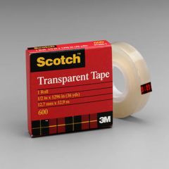 Scotch® Light Duty Packaging Tape 600 Clear High Clarity, 3/4 in x 72
yd, 3 in Core, 48 per case