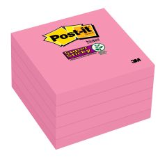 Post-it® Super Sticky Notes 654-5SSNP, 3 in x 3 in (76 mm x 76 mm), Neon Pink, 5 Pads/Pack, 90 Sheets/Pad