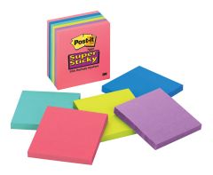 Post-it® Super Sticky Notes 654-6SSAU, 3 in x 3 in (76 mm x 76 mm) 6 pads, 65 sheets/pad. Rio de Janeiro Collection
