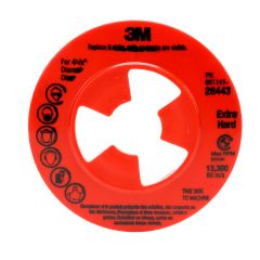 3M™ Disc Pad Face Plate Ribbed 28443, 4-1/2 in Extra Hard Red, 10 per
case