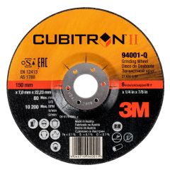 3M™ Cubitron™ II Depressed Center Grinding Wheel 78468, T27 4 in x 1/4
in x 5/8 in, 10 per inner, 20 per case