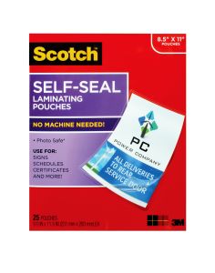 Scotch™ Self-Sealing Laminating Pouches, LS854WC, 9-1/16 in x 11.5 in (231 mm x 293 mm)