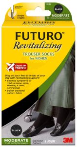 FUTURO™ Revitalizing Trouser Socks for Women, 71043EN, Black, Large