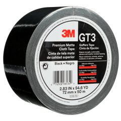 3M™ Premium Matte Cloth (Gaffers) Tape GT3, Black, 72 mm x 50 m, 11 mil,
16 per case