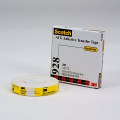 Scotch® ATG Repositionable Double Coated Tissue Tape 928, Translucent
White, 1/2 in x 18 yd, 2 mil, 12 rolls/inner, 6 inners/case