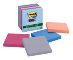 Post-it® Super Sticky Recycled Notes 654-6SSNRP, 3 in x 3 in (76 mm x 76 mm), Bali Collection