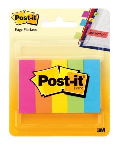 Post-it® Page Marker 670-5AN, 1/2 in x 1 7/8 in (12,7 mm x 47,6 mm) Assorted Colors