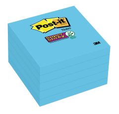 Post-it® Super Sticky Notes 654-5SSBE, 3 in x 3 in (76 mm x 76 mm), Electric Blue, 5 Pads/Pack