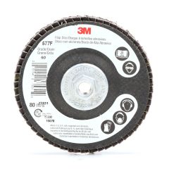 3M™ Flap Disc 577F, T29 Quick Change, 4 in x 3/8-24, 60 YF-weight, 10
per case