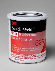 3M™ Nitrile Plastic Adhesive 826, Amber, 1 Quart Can, 12/case