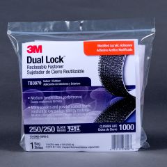 3M™ Dual Lock™ Reclosable Fastener TB3870, Black, 1 in x 10 ft, Type
250/250, 1 Mated Strip per Bag, 8 bags per case