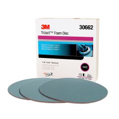 3M™ Trizact™ Hookit™ Foam Disc, 30662, 6 in, P5000, 15 discs per carton,
4 cartons per case