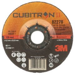 3M™ Cubitron™ II Cut and Grind Wheel, 28761, T27, 9 in x 1/8 in x 7/8
in, 10 per inner, 20 per case