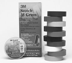 Scotch® Vinyl Color Coding Electrical Tape 35, 3/4 in x 66 ft, Green, 10
rolls/carton, 100 rolls/Case