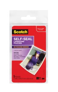 Scotch™ Self-Sealing Laminating Pouches PL903G, 2.9 in x 3.8 in (74 mm x 99 mm)